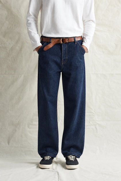 Crowe - Navy Blue - Baggy Street - 100% Cotton Denim - Men's Jeans