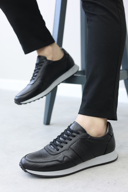 邦楽 imperfect Fast Step Hakiki Deri Siyah Erkek Casual Ayakkabı 951MA071TRM