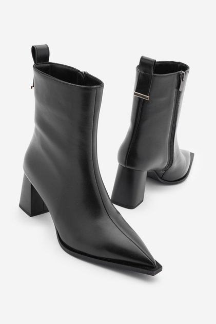 Women's Pointed Toe Cowboy Thick Heeled Boots Sofen Black