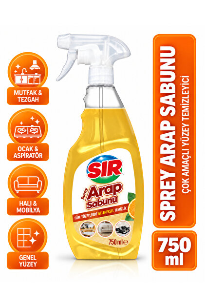 Sıvı Arap Sabunu Sprey Tüm Yüzeylerde Pratik Doğal Temizlik 750 ML