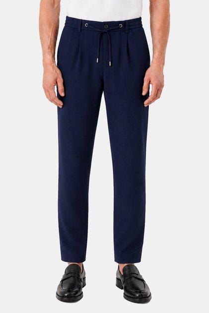 Lacivert Regular Fit Yan Cep Lastikli Bel Klasik Paça Jogger Pantolon