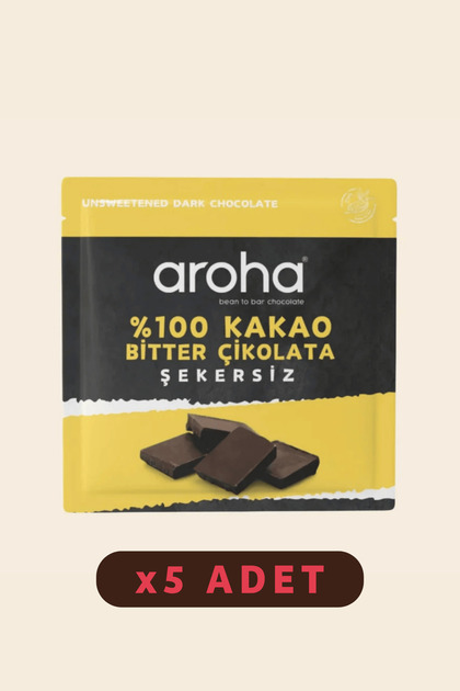 %100 Kakao Şekersiz Bitter Çikolata 5'li Paket (40 G X 5 Adet)