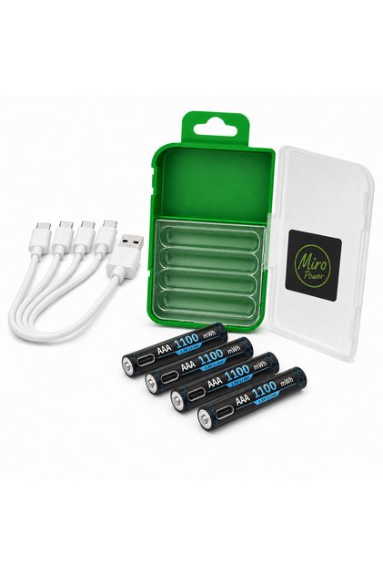 Set de 4 baterii Li-ion AAA 1.5V 1100mWh cu încărcare USB