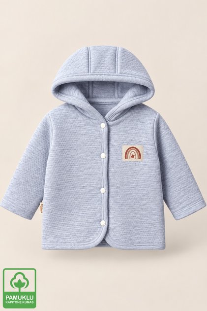 Unisex Baby Rainbow Crested Organic Cotton 3-18 Months Quilted Baby Cardigan