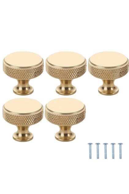 3x3x2.6cm Golden 5Pcs Handle Knurled Cabinet Knob Matt Black Aluminum Alloy Kitchen Cabinet Door Cup