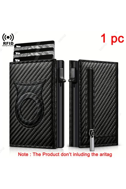 Carbon Black Rfid Holder Men Wallets For Apple Airtag Carbon Fiber Bank Cardholder Case