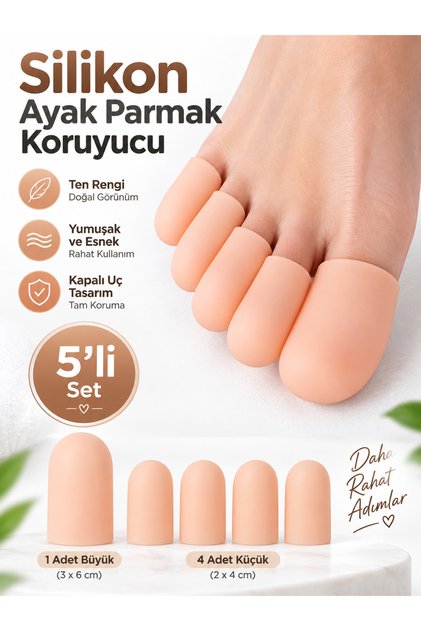 5'li Ayak Parmak Koruyucu Silikon Kemik Koruyucu Parmak Ucu Koruyucu Hortum