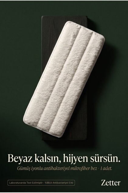 Tablet Mop Yedek Bez Ag+ Gümüş İyonu Mikrofiber Mop Bezi - 1 Adet Beyaz
