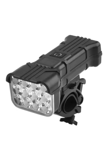 Lampă frontală LED pentru bicicletă, 12 LED-uri, claxon de 120 decibeli, 5 moduri de iluminare, afișaj baterie, 4000 lumeni