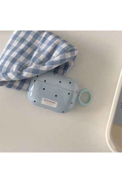 for AirPods Pro Blue Simple Chic Pink Green Polka Dots Solid Color Protective Earphone Case Cover fo