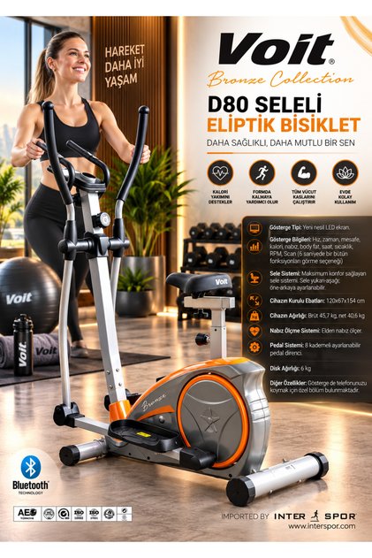 D80 Seleli Manyetik Eliptik Bisiklet