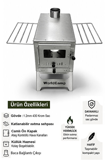 Krom Lüks Çadır Sobası