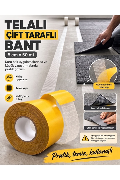 Home Telalı Çift Taraflı Bant (50 mt uzunluk, 5 cm genişlik)