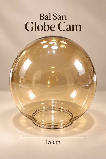 Globe Cam 15x15cm Avize ( Bal Sarı )