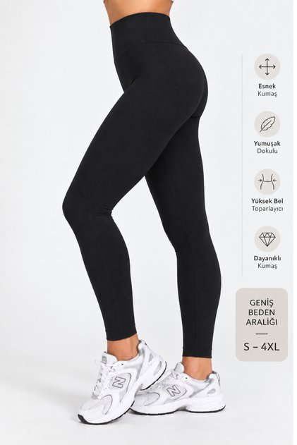 Kadın Yüksek Bel Toparlayıcı Ve Sıkılaştırıcı Siyah Spor Tayt