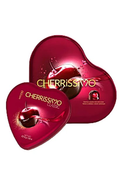 Cherrissimo Inimă de ciocolată neagră cu cireșe în lichior, 52g