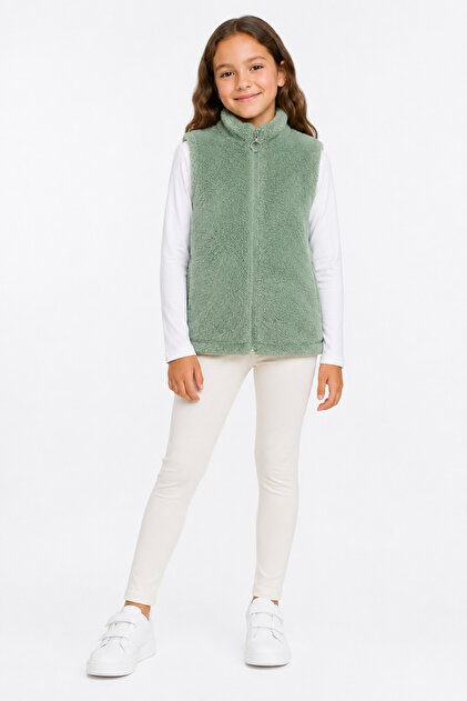 Girl's Wellsoft Plush Vest with Zipper and Stand Collar
