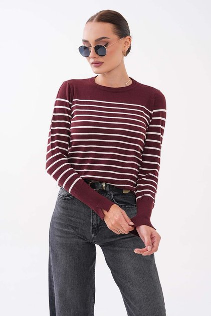 Women's Striped Cuff Detailed Sweater