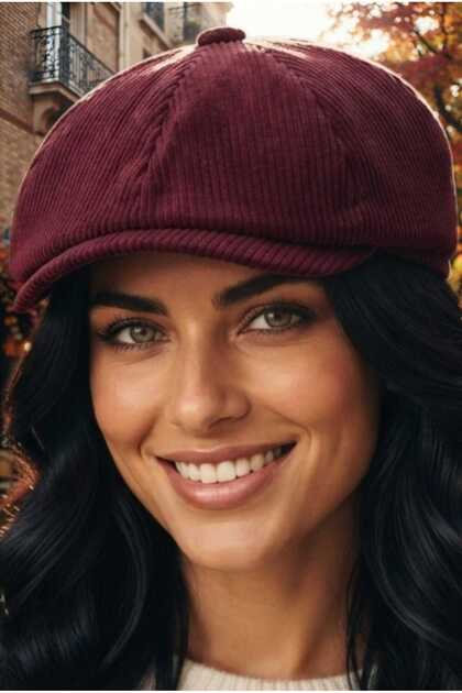 Women's Corduroy Cap with Elastic Back