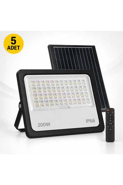 200W SOLAR Led Sokak Projektör CT-4649 Beyaz Işık 5 Adet
