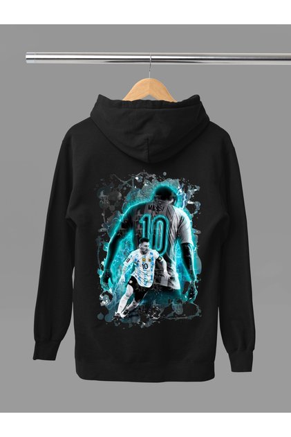 Lionel Messi Printed Cotton Long Sleeved 3-Yarn Hooded Sweatshirt