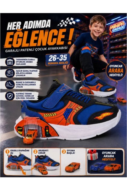 Comfortable Children's Sports Shoes with Toy Car Gift and Garage
