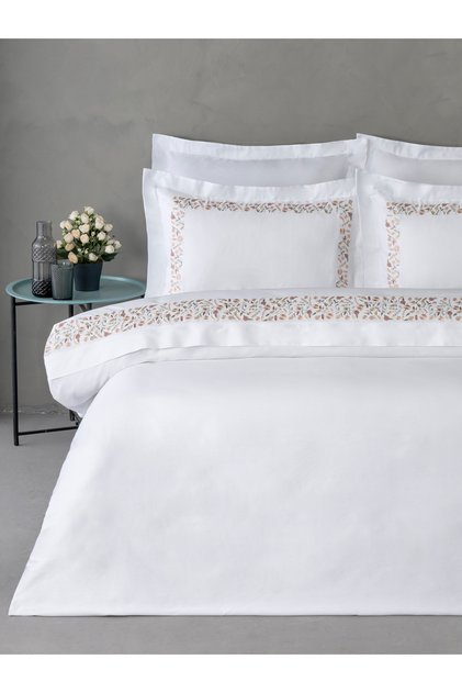 Sombre Embroidered Cotton Satin Double Duvet Cover Set