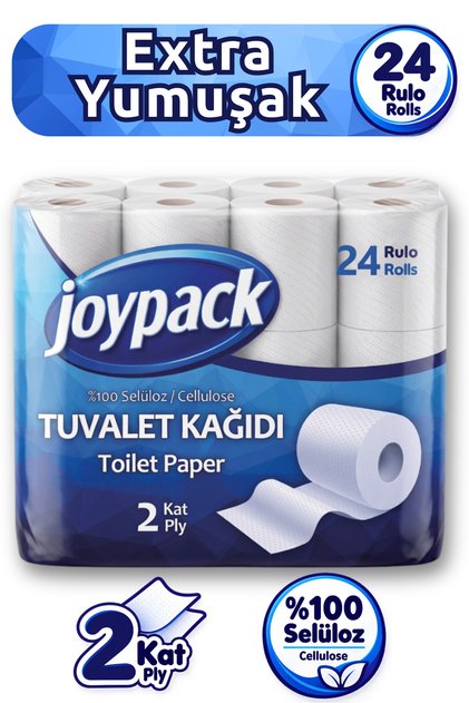 Tuvalet Kağıdı 24 Rulo 2 Katlı %100 Selüloz Toplam 3240 Yaprak 360 Metre Ekonomik Büyük Paket