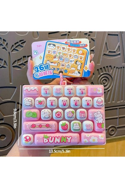 KK--4 26Grid Keycap Clicker Anti Stress Fidget Keyboard Keychain Decompression Button Cartoon Hand R