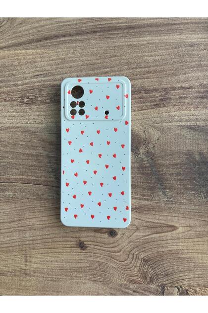 Poco X4 Pro 5g Heart Printed Inside Velvet Premium Silicone Phone Case (Cream Case)