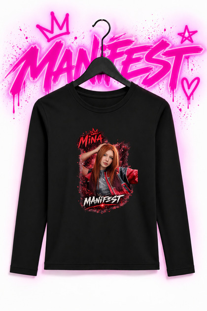 Manifest Printed Black Long Sleeve Body T-Shirt Sweatshirt (Slim Fit)