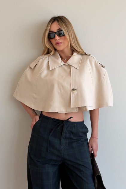 Beige Short Poncho - 60665