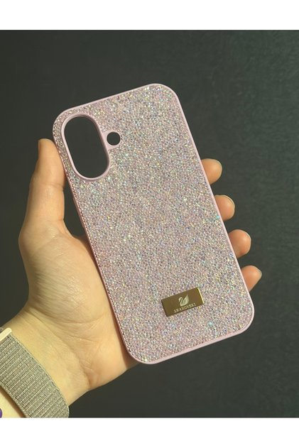Iphone 16 Plus (6.7 inç) Uyumlu Telefon Kılıfı Parlak Pırlanta Taşlı Elmas Işıltılı Swr Logolu Kapak