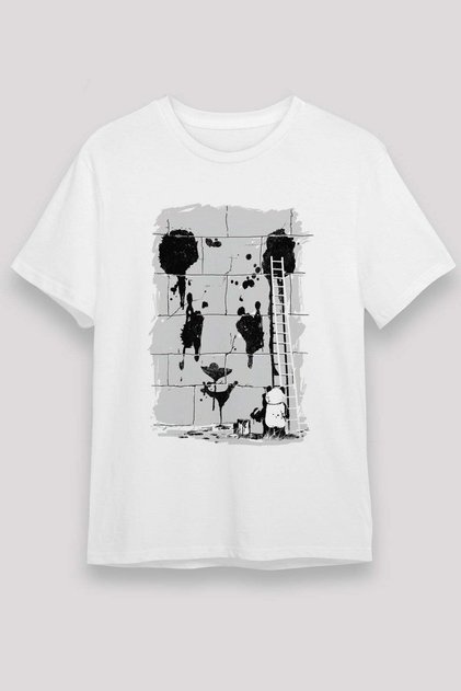 Wall Painting Panda Printed Unisex White T-Shirt
