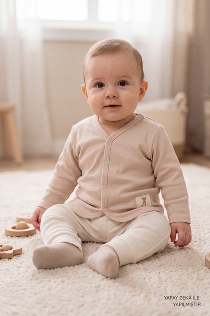 Unisex Baby Snap Fastener Cardigan with Embroidery 100% Cotton 3-24 Months