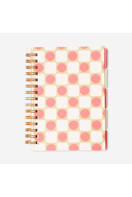 Pembe Puantiyeli Spiralli A5 Defter