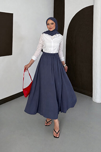 Women's Draped Modal Fabric Crinkled Long Skirt