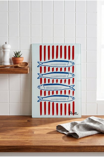 Sardines Retro Mediterranean Tempered Glass Cutting Board 25X35