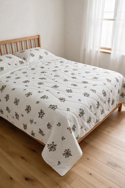 Kapitone Çok Amaçlı Çift Kişilik Yatak Örtüsü ve 2 Yastık Kılıfı Seti 200x220 cm