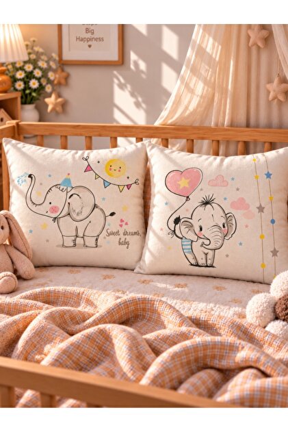 Kids Series Çift Taraflı Kullanım Bebek 2'li Yastık Kılıfı Seti 35x45cm