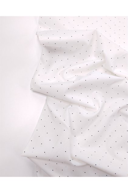 White with Black Dot Pattern Thin Soft Cotton Woven Fabric for Shirts & Dresses Width: 140cm