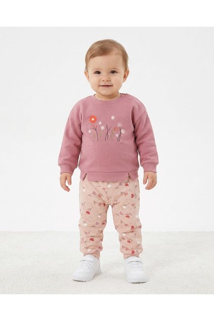 Baby Girl Winter 3-Yarn Threaded Floral Embroidered Stylish Baby Set for 9-12-18-24-36 Months