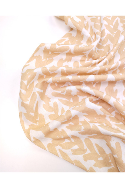70% Cotton 30% Linen White with Salmon Orange Patterned Woven Fabric for Shirts & Dresses