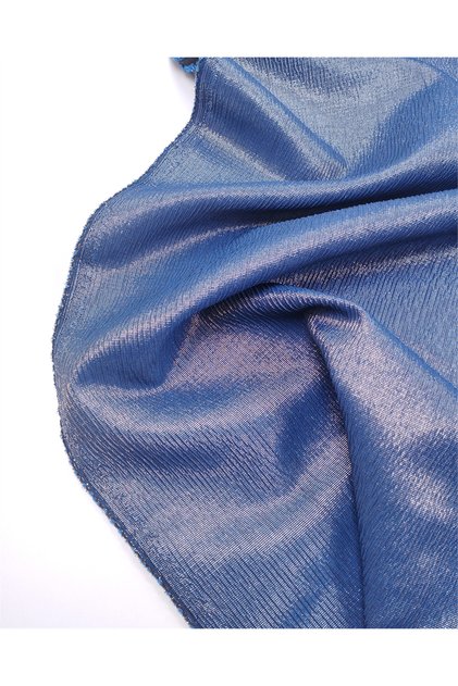 Blue with Gold Glitter Crinkle Brocade, Full Body Stretch Fabric for Dresses & Jackets 140X380Cm