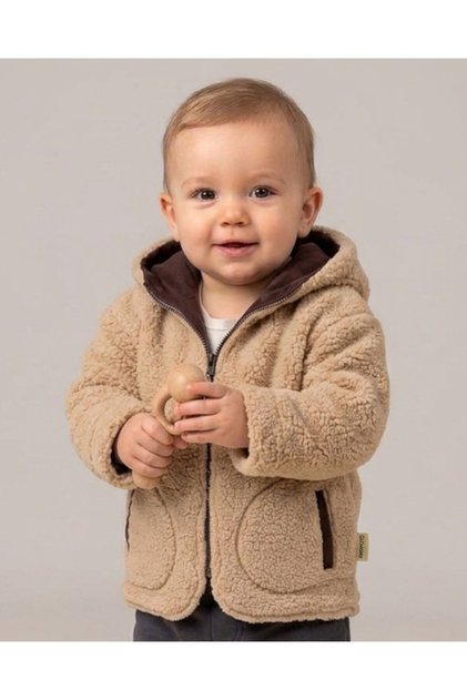 Baby Boy Winter Welsoft Hooded Zippered Lamb Cardigan, 1-2-3-4 Years Old Winter Plush Jacket