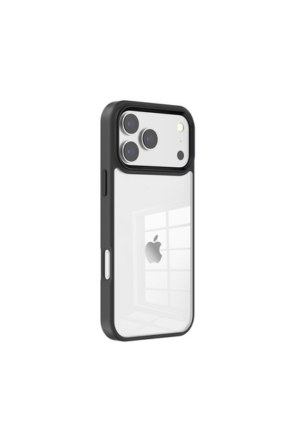 Husă de protecție spate din sticlă pentru Apple iPhone 18 Pro Max, Protecție la șocuri, Margini colorate, Negru