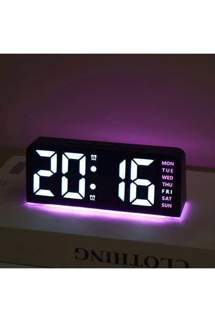 Dijital Led Alarm Saati, Tarih Göstergeli, Çift Alarm Gece Lambası Masa Saati Saatli Gece Lambası