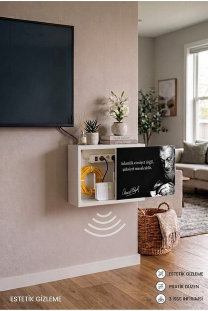 Decorative Wooden Board Concealer Wall Mounted Fuse Box Storage Wifi Modem Cable Hiding Cabinet