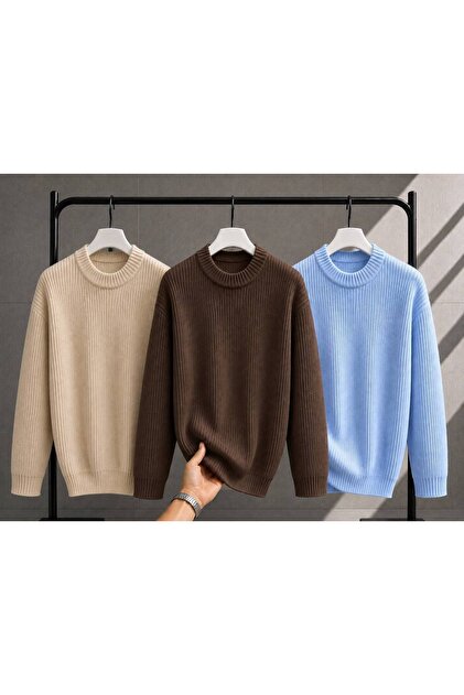 Pulover tricotat supradimensionat cu gât rotund, 3 piese, pentru femei, pulover tricotat moale