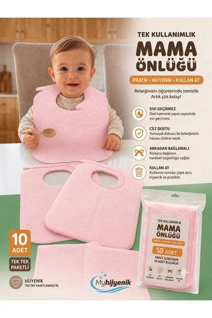 Bebek Mama Önlüğü Kullan At 20 adet pembe